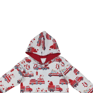 Pull à capuche rouge à manches longues pour garçons, motif cœur et feux d'artifice, collection Saint-Valentin, vêtements pour bébés garçons, boutique, vente flash, prêt à expédier - Product Image 2