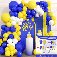 Kit d'arche de guirlande de ballons en latex bleu ciel et blanc pour décoration de fête, anniversaire, baby shower, mariage, ensemble Joyeux Anniversaire