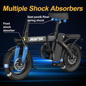 Vélo Trottinette Électrique Pliable 48V 10Ah pour Adulte Urbain avec Porte-Bagages Arrière, Batterie au Lithium 10Ah, Moteur Brushless Intégré au Moyeu, Batterie au Porte-Bagages Arrière - Product Image 5