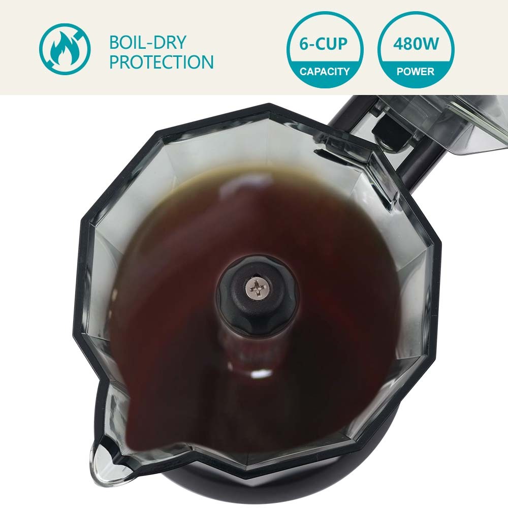 Winning Star ST-6802 6 Cup Black Electric Moka Pot - Italian