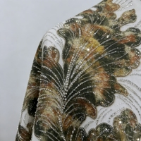 Nouveau Stock Tissu Velours Dentelle Française Broderie Lourde de Perles et Paillettes Écologique 100% Polyester Autocollant de Positionnement Très Vendu