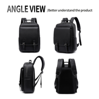 Mochila de Viaje para Portátil, de Cuero PU Premium, Impermeable, Resistente, Transpirable, con Cierre, Ligera, de Gran Capacidad, Acolchada, para Oficina