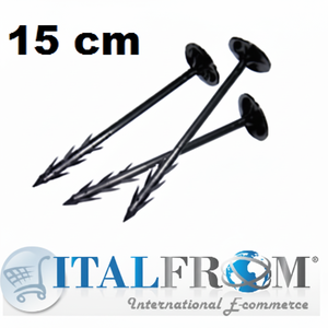Confezione da 10 Chiodi con Testa Dentellata 15cm in Plastica e Acciaio al Carbonio per Fissaggio Teli Pacciamanti, Campioni Gratuiti per Edilizia - Product Image 1