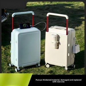 Valigia trolley unisex da 5 pollici con manico largo, piccola valigia da cabina in neoprene con porta USB, gancio, leggera, espandibile e con serratura. - Product Image 4