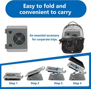 Metal Adjustable <b>Laptop</b> Stand 360 Degree Rotating <b>Laptop</b> <b>Cooling</b> Stand Foldable <b>Laptop</b> Holder Height with Integrated Fans USB - Product Image 5