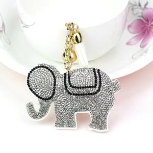 Promosyon kristal Rhinestone fil hayvan Charm kolye anahtarlık Metal zincir yüzük çanta asılı dekorasyon - Product Image 2
