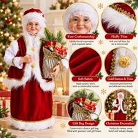 Figurine de Père Noël Madame Claus, Poupée de Noël, Grand-mère de Noël, Tenant un Sac Cadeau, Décoration Traditionnelle Rouge et Blanche pour les Fêtes, Fournisseur en Gros pour Hôtels et Maisons