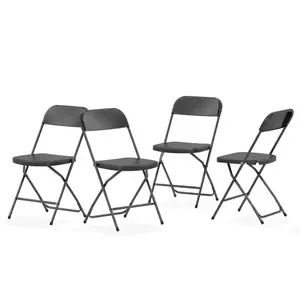 Silla moderna con patas de metal, silla plegable de plástico, silla de reunión barata para reuniones, fiestas, banquetes, eventos escolares