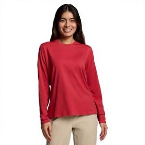 T-shirt à manches longues pour femme de qualité supérieure pour l'exportation, en tissu doux mélangé, col rond, haut décontracté, fournisseur de vêtements en gros OEM ODM - Product Image 5