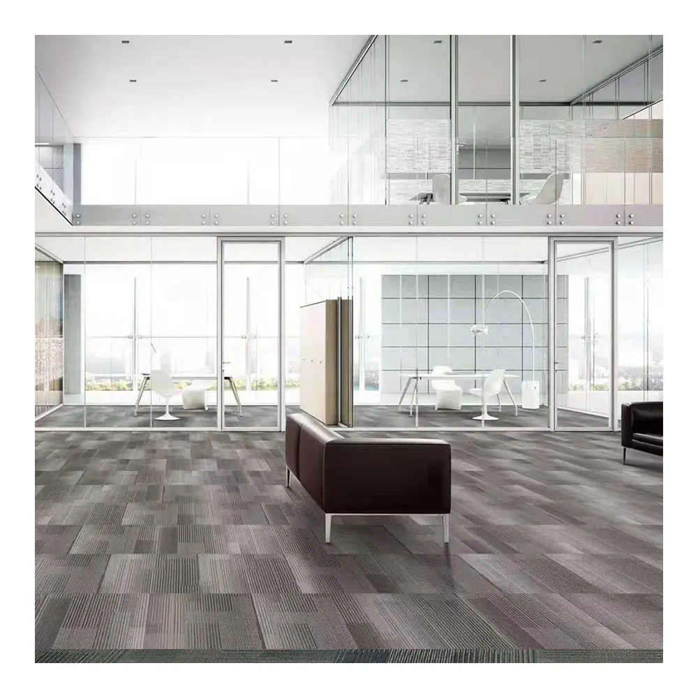 מכירה לוהטת ניילון מודפס שטיח 100% pp שטיח אריחי קל התקנה זול משרד רצפת שטיח אריחי