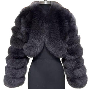 Jaket bulu palsu wanita, mantel wanita bulu palsu tebal hangat dipotong dengan gelembung gaya pendek - Product Image 5
