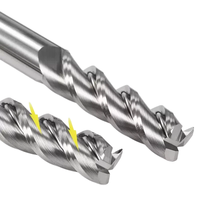Fraise à queue plate CNC en carbure de tungstène massif, non revêtue, poli haute brillance, HRC30, 3 cannelures, queue de 4 mm, pour aluminium, personnalisée OEM ODM, pour droitiers