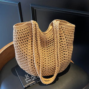 Bolso de Hombro Calado de Verano 2026, Bolso de Mano de Gran Capacidad, Bolso de Playa de Moda para Mujer, Tejido de Algodón - Product Image 1
