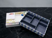 Ensemble de rangement de bureau élégant, boîte de rangement rayée bleue avec 7 compartiments