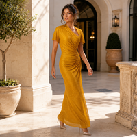 Robe longue de soirée élégante jaune à sequins, asymétrique, plissée, ajustée, longueur ras du sol, pour gala et occasions formelles