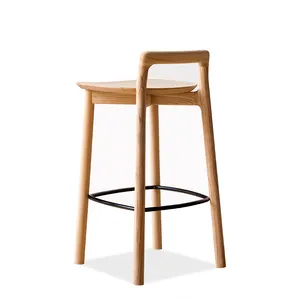 Tabouret de bar en bois massif, chaise de luxe, moderne, en acier, avec dossier, livraison gratuite, TPZ082