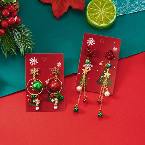 Pendientes de copo de nieve transfronterizos, nuevos pendientes de reno con <span class=keywords><strong>bastón</strong></span>, pendientes de <span class=keywords><strong>mujer</strong></span> con borlas navideñas de campanas coloridas - Product Image 2