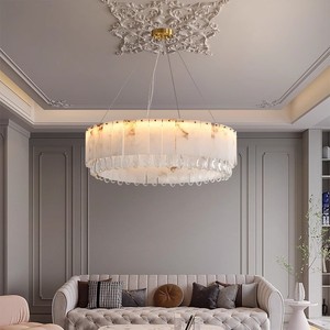 Lampadario Moderno di Lusso in Marmo Spagnolo CE, Lampada a Sospensione Rotonda in Rame Stile Nordico per <span class=keywords><strong>Soggiorno</strong></span>, Sala da Pranzo, Camera da Letto - Product Image 4