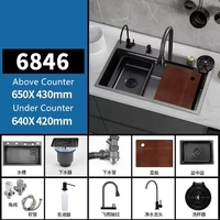 Évier de cuisine en acier inoxydable SS 304, simple/double bac, à encastrer, brossé, multifonctionnel, moderne