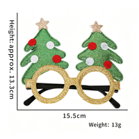 Lunettes décoratives mini sapin de Noël vert avec monture jaune, accessoire de costume mignon pour dîner de Noël en famille, photos de vacances et fêtes d'enfants