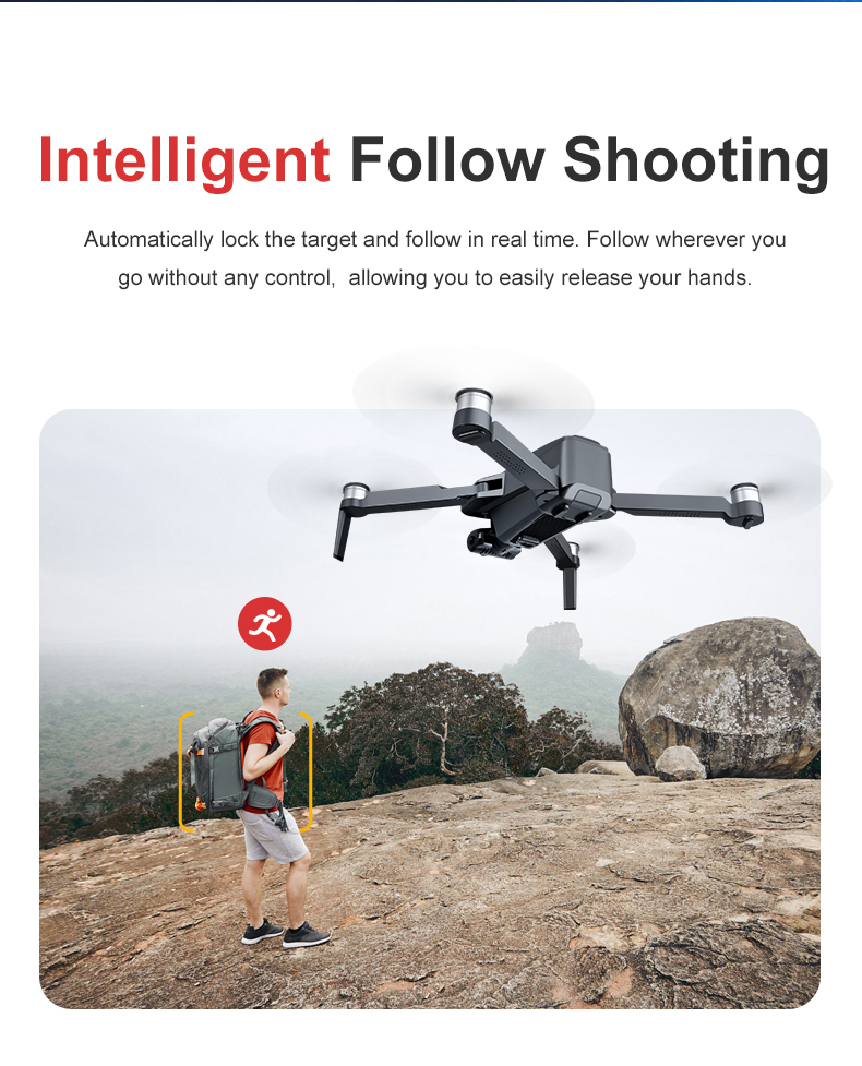 JJRC X19 Drone, Intelligent Follow Shooting Automatically lock the target and follow in real time . follow wherever you