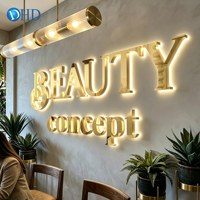 Enseigne commerciale LED personnalisée, enseigne rétroéclairée en métal, lettres de logo 3D illuminées, fabricant d'enseignes murales rondes pour salon de beauté, spa