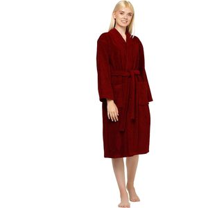 Bata de algodón de punto para hombre, manga larga, cuello en V, ropa de dormir, ropa de estar por casa, batas de baño rojas, batas unisex de longitud completa, fábrica de ropa personalizada - Product Image 4