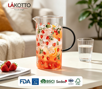 Carafe en verre borosilicate LAKOTTO 2000 ml, fabricant, réutilisable, écologique, OEM, ODM, personnalisable, carafe à eau pour boissons
