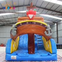 Château gonflable WINSUN écologique en PVC, combo bateau pirate, avec toboggan aquatique et sec, usage commercial intérieur/extérieur
