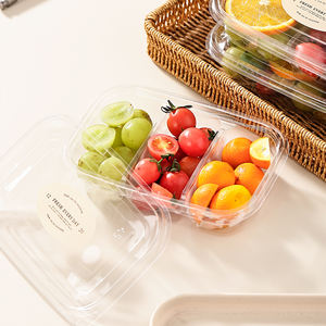 Caja transparente para cortar frutas al por mayor, plato desechable para separar frutas frescas con tapa, caja rectangular de plástico para embalaje - Product Image 3