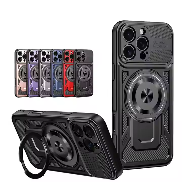 Luxury Ring Holder Kickstand Phone Case for iPhone 18 Pro Max/16 Pro/17 Plus/16e Magnetic Wireless Charging Phone case
