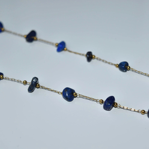 Collier délicat en acier inoxydable à maillons avec pierres précieuses naturelles de Lapis Lazuli <span class=keywords><strong>pour</strong></span> femmes et hommes - Product Image 4