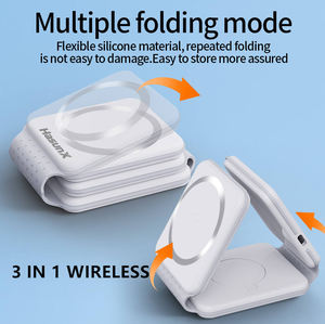 Station de charge sans fil magnétique 3 en 1, support pliable <span class=keywords><strong>pour</strong></span> <span class=keywords><strong>iPhone</strong></span>, montre, écouteurs, avec lumière - Product Image 3