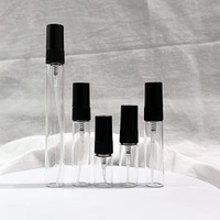 Grosir mewah bulat 2ml 3ml 5ml 10ml Mini kosong bening botol semprot parfum kaca dengan tutup hitam