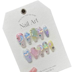 Appuyez sur les <span class=keywords><strong>ongles</strong></span> <span class=keywords><strong>Faux</strong></span> <span class=keywords><strong>ongles</strong></span> longs Acrylique Colorful French Print Acrylique Press on Nails - Product Image 4