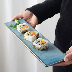 Vente chaude Sushi Plat Creative <span class=keywords><strong>Rectangle</strong></span> Sushi <span class=keywords><strong>Assiette</strong></span> Porcelaine Réactive Vitrage Plaque - Product Image 4