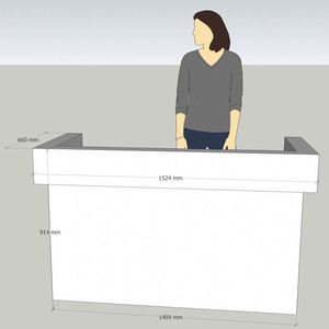 Mostrador de Recepción Moderno, Pequeño, Verde, con Logotipo Gris, <span class=keywords><strong>Fotos</strong></span> de Tienda Blancas, Económico y Elegante para Gimnasio - Product Image 2