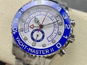 Reloj cronógrafo mecánico de lujo de súper calidad, resistente al agua, 44 mm, KFfactory 1166-80, acero 904L, movimiento 7750, cerámica azul, estilo Yacht. - Product Image 3