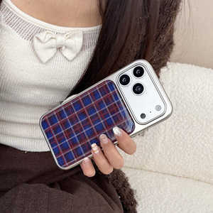 เคสย้อนยุคลายสก๊อตสีแดงสำหรับ iPhone 16 Pro Max, เข้ากันได้กับ iPhone 17, 15/14, เคสเรซิ่นชุบเงิน - Product Image 2