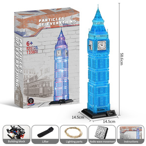 <span class=keywords><strong>Big</strong></span> Ben 1337 Bloques de construcción de cristal Versión de ensamblaje en miniatura de moda del famoso reloj - Product Image 2