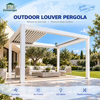 Pergola motorisée durable, pergola bioclimatique, pergola à lames orientables en aluminium, toit rétractable, capteur de pluie pour hôtel, bord de piscine