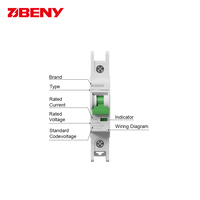 Disjoncteurs miniatures BENY MCB IP20 1P 6kA 300V 63A BB1-63 certifiés IEC 50/60Hz pour système solaire avec TUV CE CB