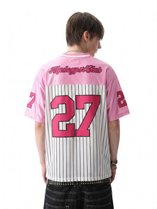 T-shirt de sport respirant à col en V, style hip-hop jerseyfit, à rayures verticales, pour le rugby et le basketball, à manches courtes - Product Image 5