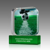 Trophée de football en cristal personnalisé avec impression UV, plaque en verre pour prix de compétition, cadeau de championnat