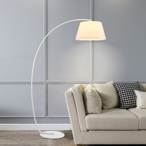 Lampadaire moderne nordique en arc design avec socle en fer et acier inoxydable pour salon, hôtel, lampe d'angle à LED sur pied - Product Image 5