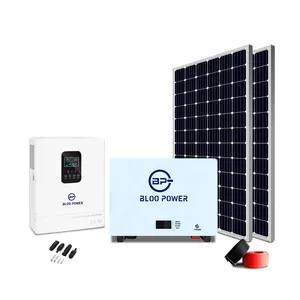 Complete Full Set 5Kw 10Kw 15Kw Solar Generator System Home Energy Storage Lithium Battery Pack On Grid Inverter Solar Panel Kit