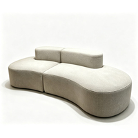 Ensemble de canapés modulaires incurvés pleine grandeur en tissu bouclé et éponge, forme irrégulière, combinaison multi-tailles, pour salon de luxe