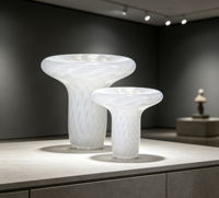 Sculpture en verre minimaliste K9 Crystal Urban Rainy Season, figurine contemporaine blanche pour une décoration élégante de la maison, art de table