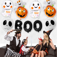Ensemble de ballons noirs pour Halloween Ballons fantômes citrouille Ballons en aluminium pour Halloween Fournitures de fête pour Halloween