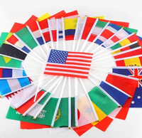 Drapeaux de pays nationaux à petite main en gros Impression personnalisée Poteau en plastique Drapeau à main avec bâton